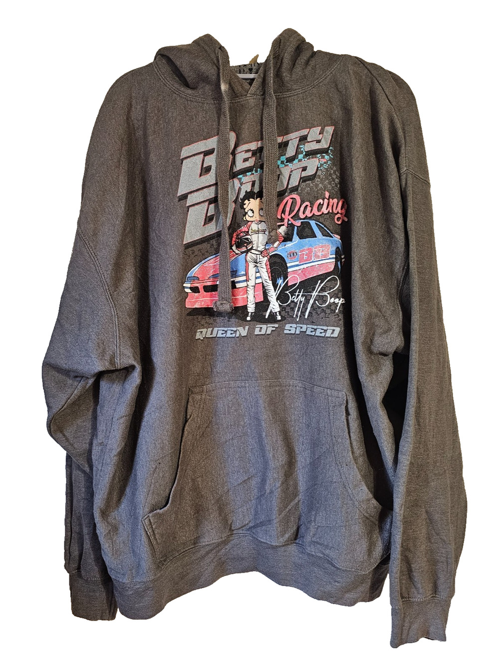 Betty Boop Racing Hoodie Queen of Speed Graphic Pullover Sweatshirt Womens XL